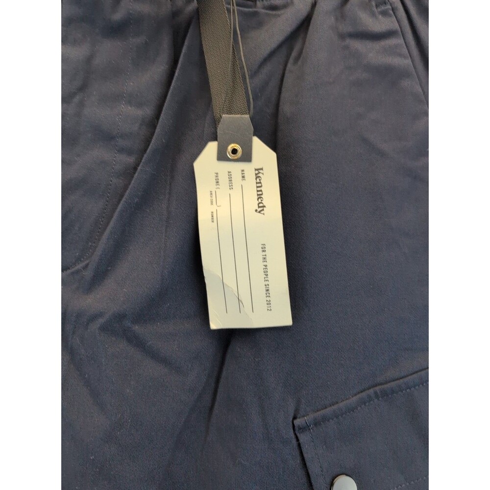 Kennedy Denim Co Belted Cargo Pants Drawstring Ankles Navy Blue NWT Size Large - Picture 3 of 15